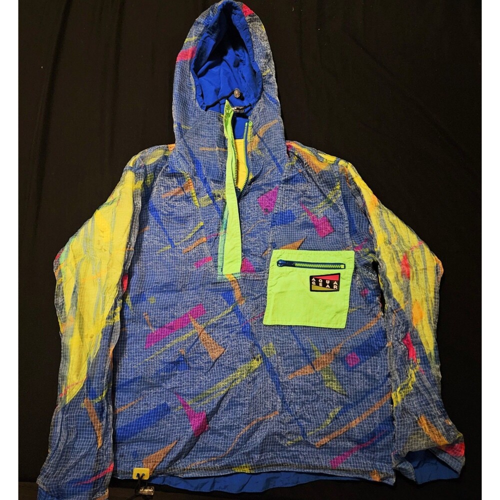 Vintage 80s 90s Nike Aqua Gear Reversible Jacket Geometric Neon Size M Rad Rare